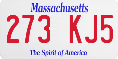 MA license plate 273KJ5