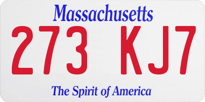 MA license plate 273KJ7