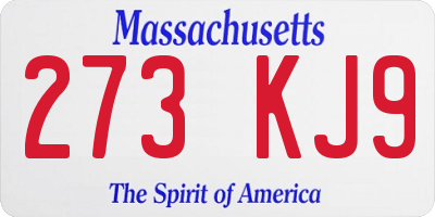 MA license plate 273KJ9