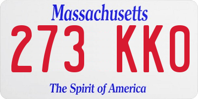MA license plate 273KK0