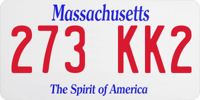 MA license plate 273KK2