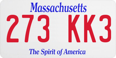 MA license plate 273KK3