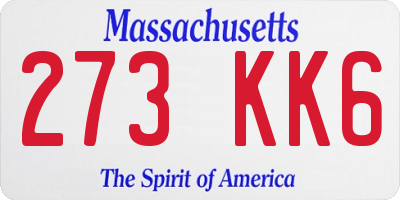 MA license plate 273KK6