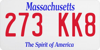 MA license plate 273KK8