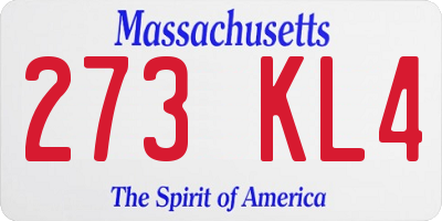 MA license plate 273KL4