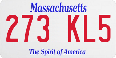 MA license plate 273KL5