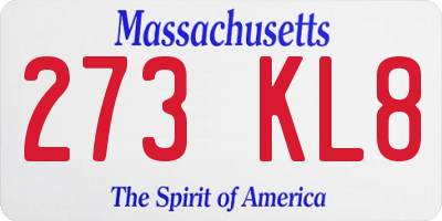 MA license plate 273KL8