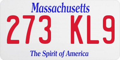 MA license plate 273KL9