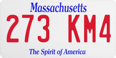 MA license plate 273KM4
