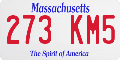 MA license plate 273KM5