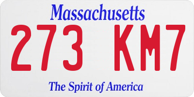 MA license plate 273KM7