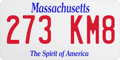 MA license plate 273KM8