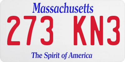 MA license plate 273KN3