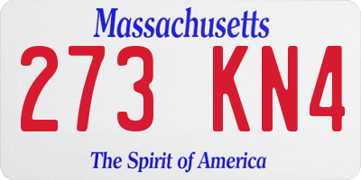 MA license plate 273KN4