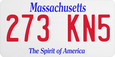 MA license plate 273KN5