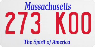 MA license plate 273KO0