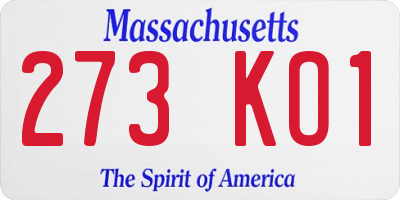 MA license plate 273KO1