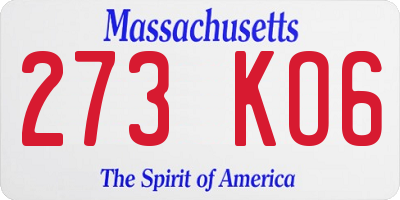 MA license plate 273KO6