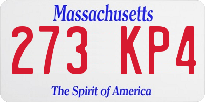 MA license plate 273KP4