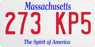 MA license plate 273KP5