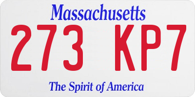 MA license plate 273KP7