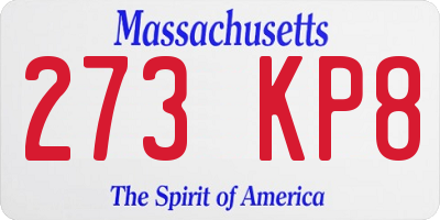MA license plate 273KP8