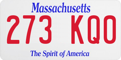 MA license plate 273KQ0
