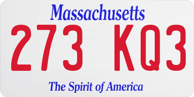 MA license plate 273KQ3