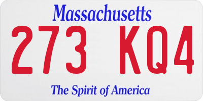 MA license plate 273KQ4
