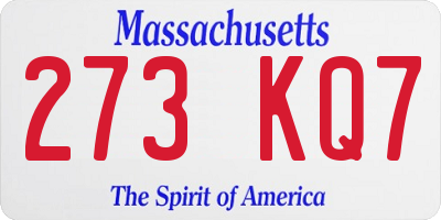 MA license plate 273KQ7