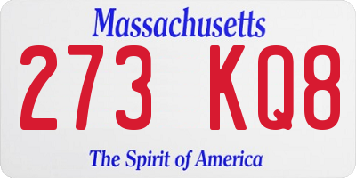 MA license plate 273KQ8