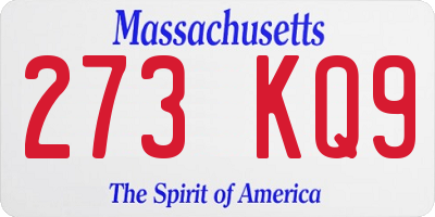 MA license plate 273KQ9