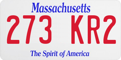 MA license plate 273KR2