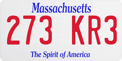 MA license plate 273KR3
