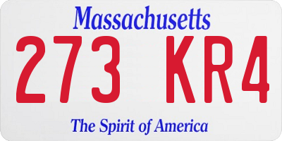 MA license plate 273KR4