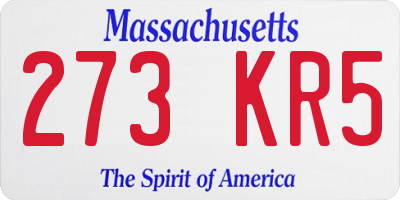 MA license plate 273KR5