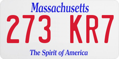 MA license plate 273KR7
