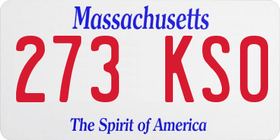 MA license plate 273KS0
