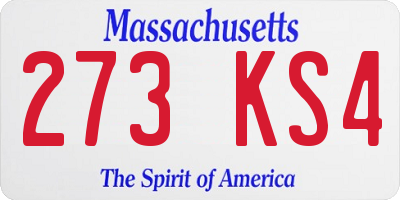 MA license plate 273KS4