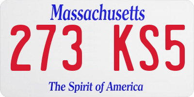 MA license plate 273KS5