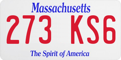 MA license plate 273KS6