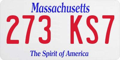 MA license plate 273KS7