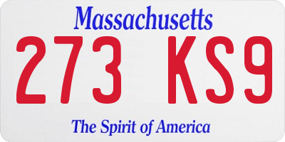 MA license plate 273KS9