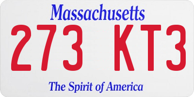 MA license plate 273KT3