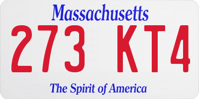 MA license plate 273KT4