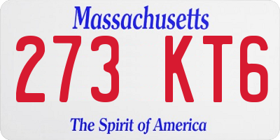 MA license plate 273KT6