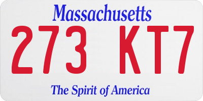 MA license plate 273KT7