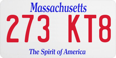 MA license plate 273KT8