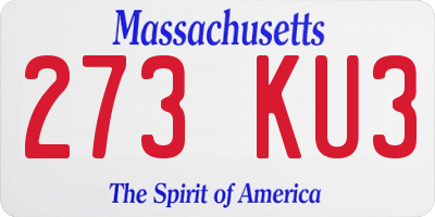 MA license plate 273KU3