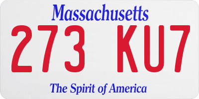 MA license plate 273KU7